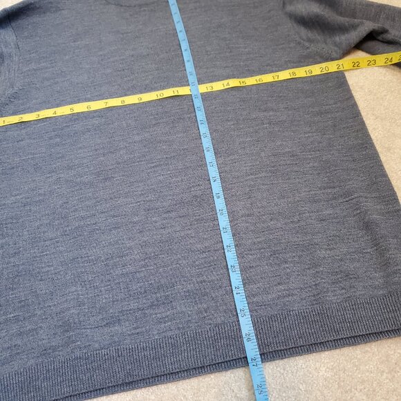 BELLISSIMO Vintage Merino Wool Blend Mock Neck Sweater Shirt Blue Men's Small - Picture 11 of 12